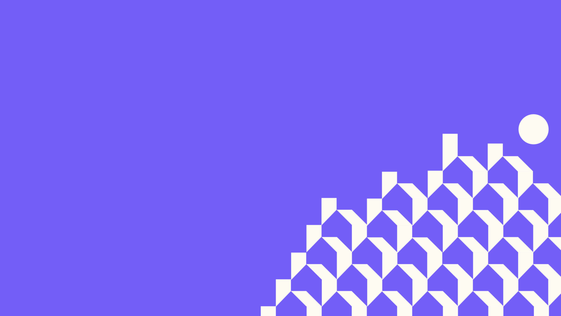 Ein weißes geometrisches Muster unten rechts kontrastiert mit einem einfarbig violetten Hintergrund und weist einen weißen Kreis in der oberen rechten Ecke auf – ein elegantes Design, das an Immo Konrads anspruchsvollen Ansatz beim Immobilienverkauf erinnert.